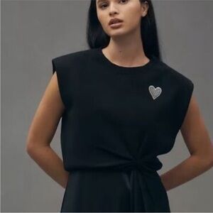 Anthropologie Gemini Cap Sleeve Heart Sweater NWT 2X